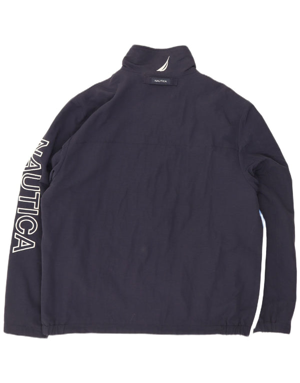 Nautica Herren-Bomberjacke mit Grafik, UK 42, Größe L, Marineblau, Farbblock