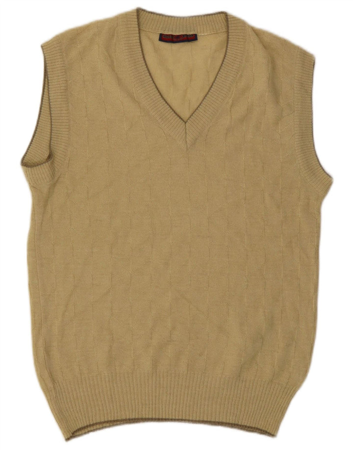 Vintage Herren Weste Tank Top Small Beige