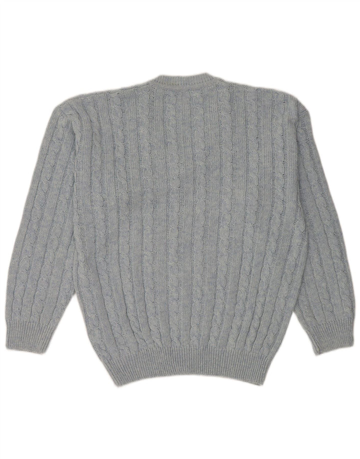 Nanuk Herren-Pullover mit V-Ausschnitt aus mittelblauer Baumwolle
