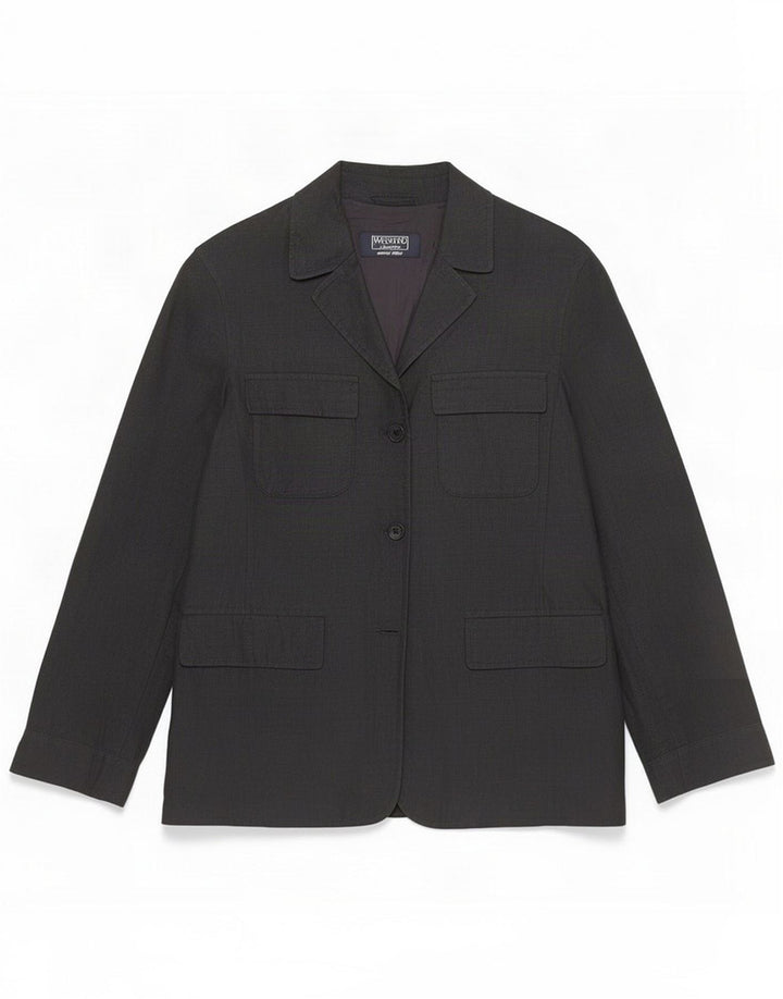 Max Mara Womens Weekend 3 Button Blazer Jacke UK 8 Small Black Linen