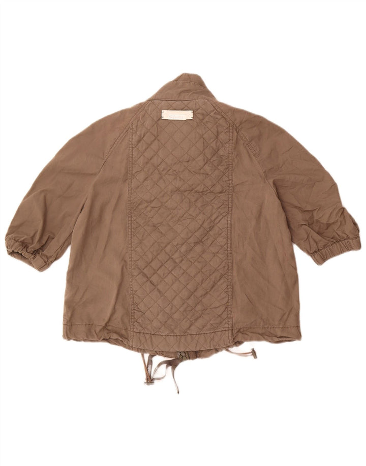 Superdry Damen-Bomberjacke mit 3/4-Ärmeln, UK 14, Mittelgrau aus Tencel
