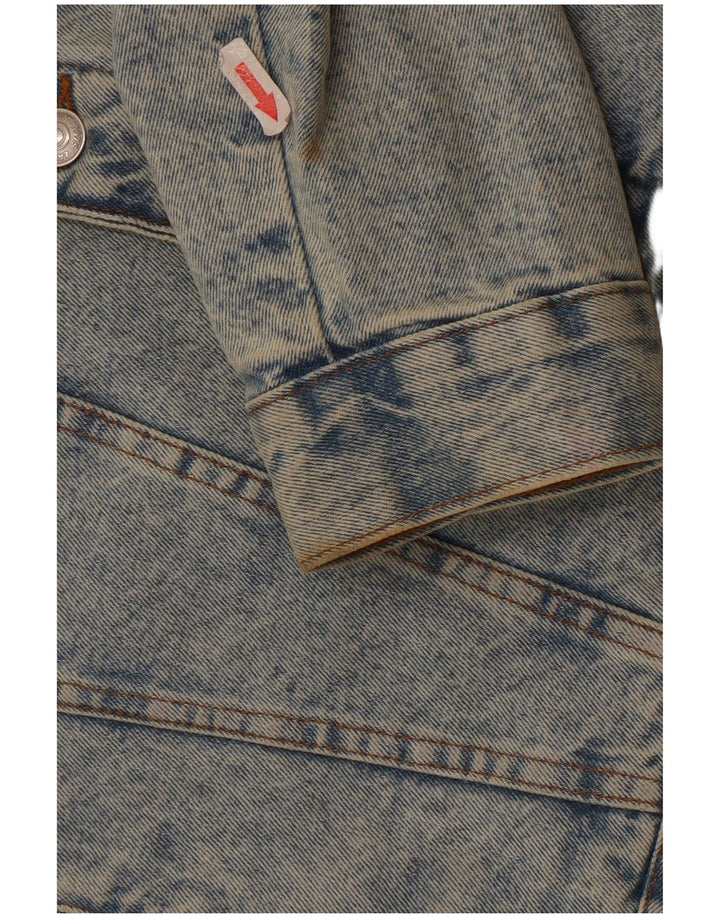 Zara Herren Denim Sherpa Jacke UK 40 Large Blau Polyester