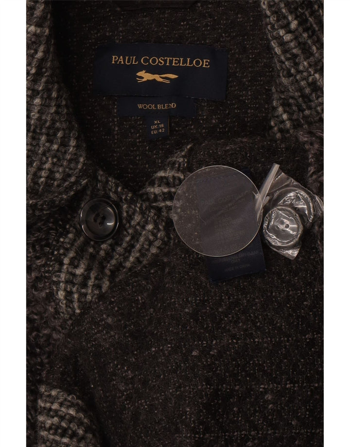 Paul Costelloe Damen Übergroßer Mantel UK 16 Große graue Colourblock-Wolle