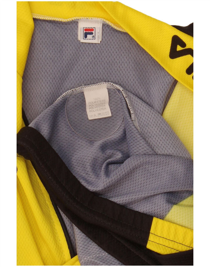 Fila Herren-Trainingsanzug-Oberteil mit grafischem Reißverschluss und Rundhalsausschnitt, groß, gelb, Farbblock