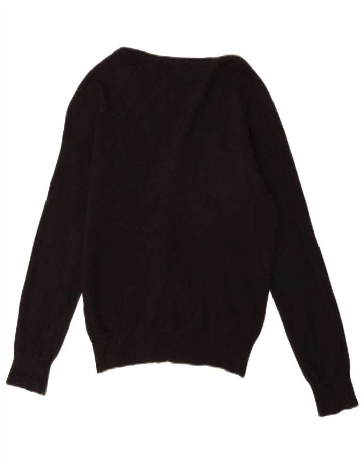 Zara Damen-Cardigan-Pullover UK 12 Mittelschwarze Baumwolle