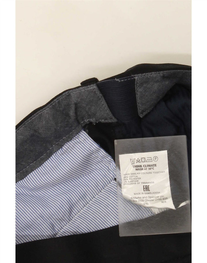Gerade Herren-Anzughose von Marks & Spencer, W36, L29, schwarze Baumwolle