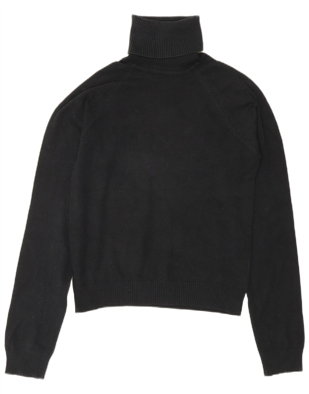 Zara Damen Crop Rollkragenpullover Pullover UK 12 Mittelschwarze Baumwolle