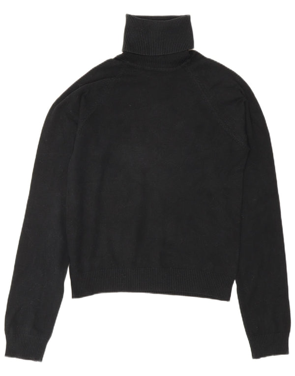 Zara Damen Crop Rollkragenpullover Pullover UK 12 Mittelschwarze Baumwolle