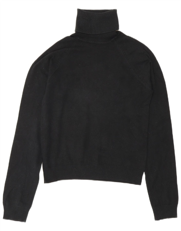 Zara Damen Crop Rollkragenpullover Pullover UK 12 Mittelschwarze Baumwolle