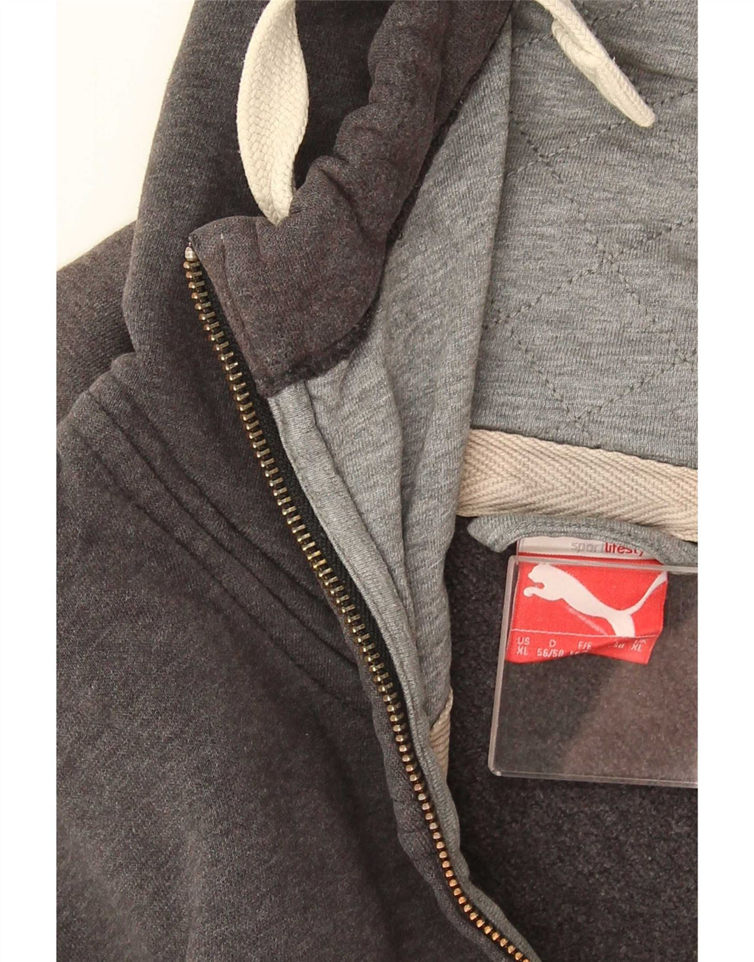 Puma Herren-Kapuzenpullover mit Reißverschluss, XL, grau kariert