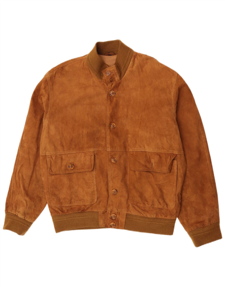 Vintage Herren Wildleder Bomberjacke IT 54 2XL Beige