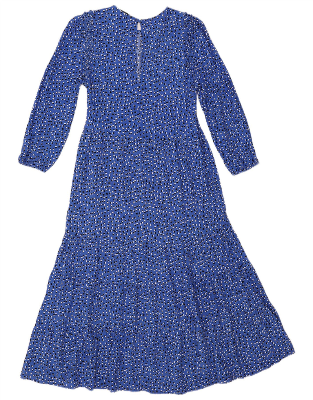 ZARA Damen Maxikleid mit 3/4-Ärmeln, UK 6, XS, blau gepunktete Viskose