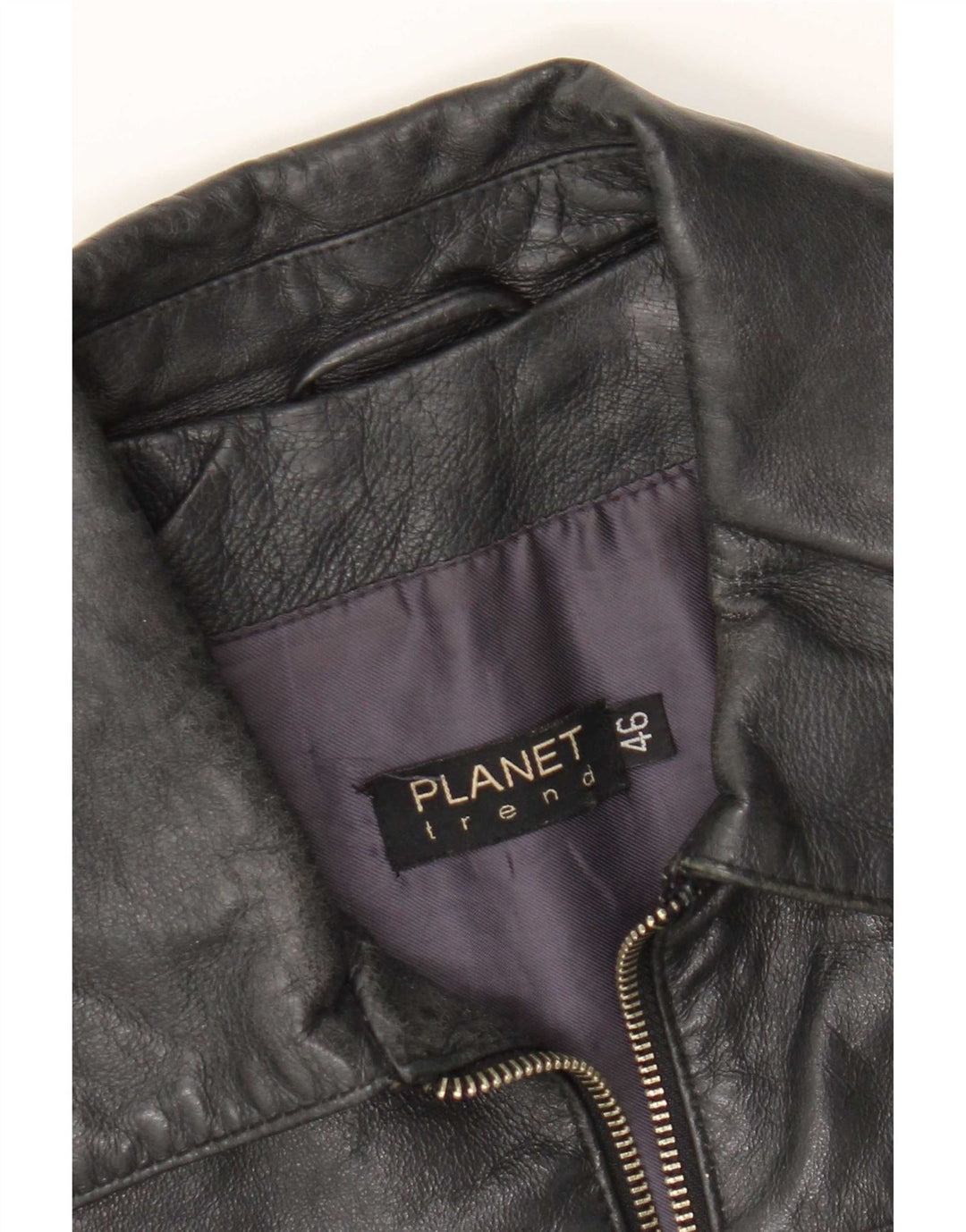 Planet Herren Lederjacke IT 46 Small Schwarzes Leder