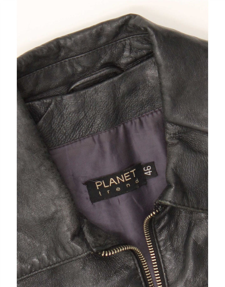 Planet Herren Lederjacke IT 46 Small Schwarzes Leder