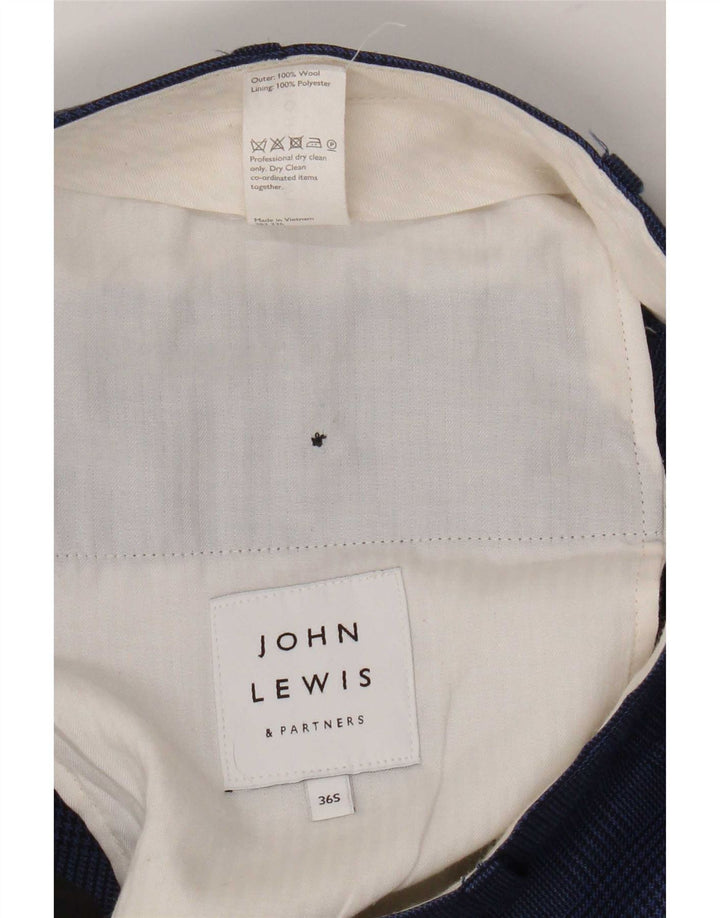 John Lewis Herren-Anzughose, gerade, W36, L28, blau karierte Wolle