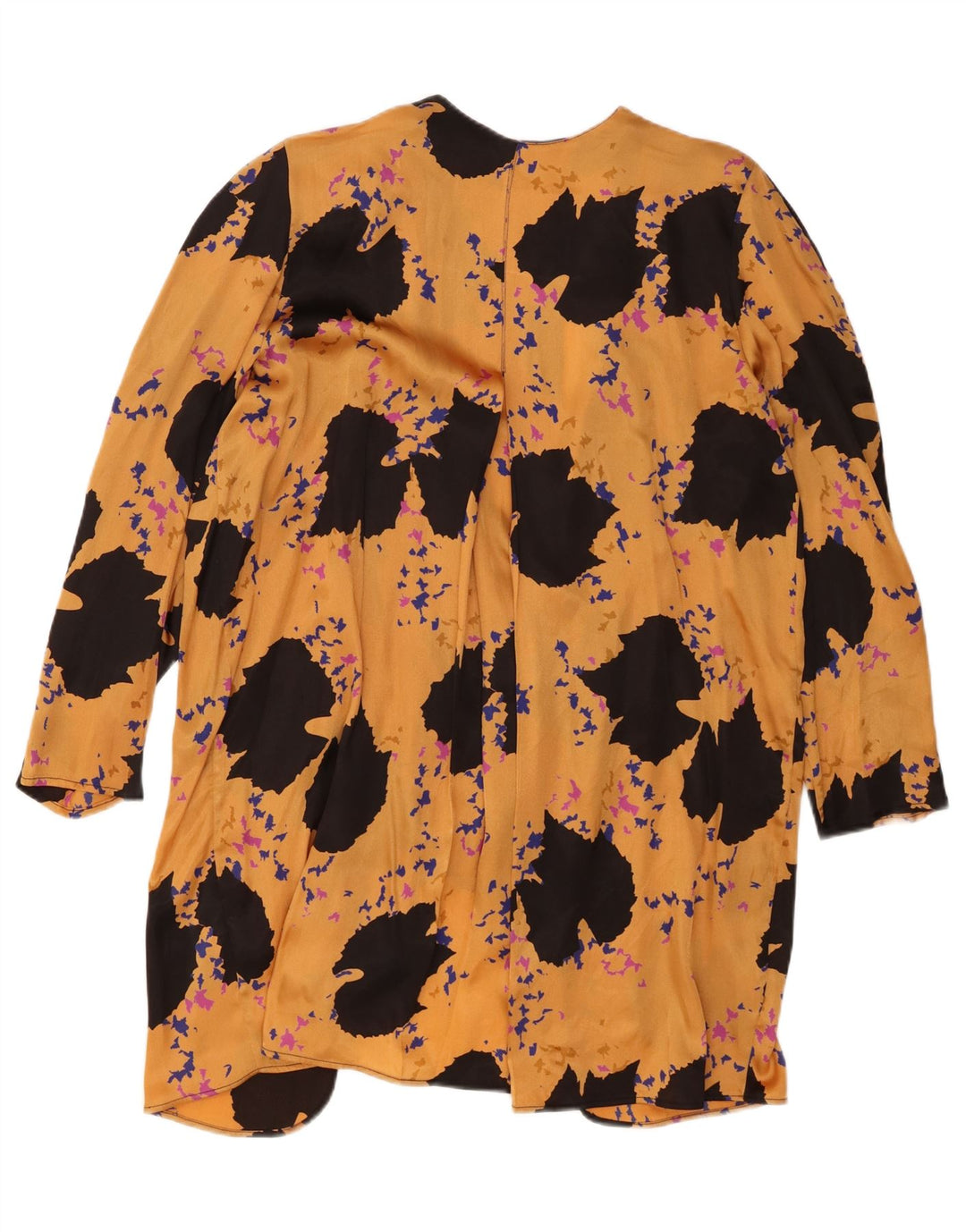 Vintage Damen Strickjacke mit abstraktem Muster IT 48 XL Gelbes Polyester