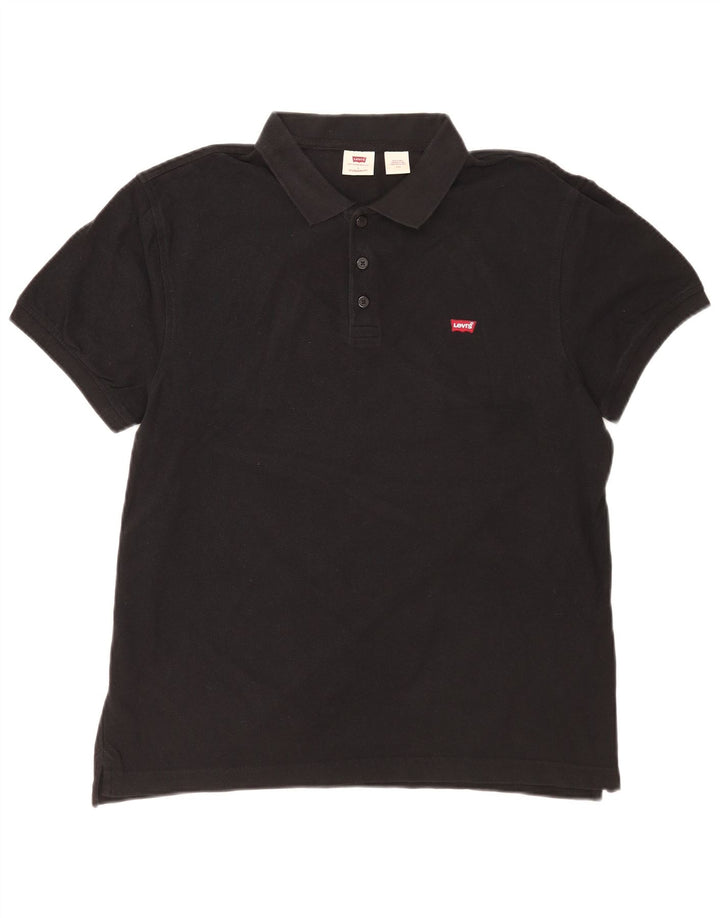Levi's Herren-Poloshirt in Standard-Passform, groß, aus schwarzer Baumwolle