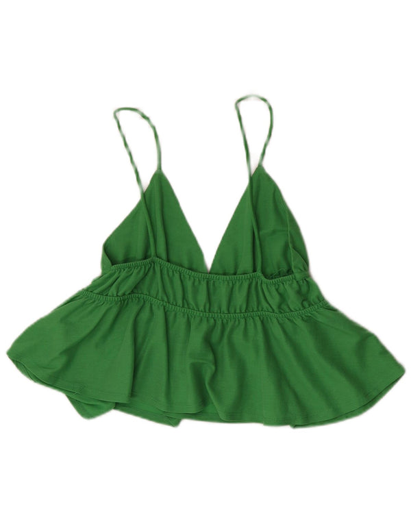 Zara Damen Crop Cami Top UK 8 Small Grüne Viskose