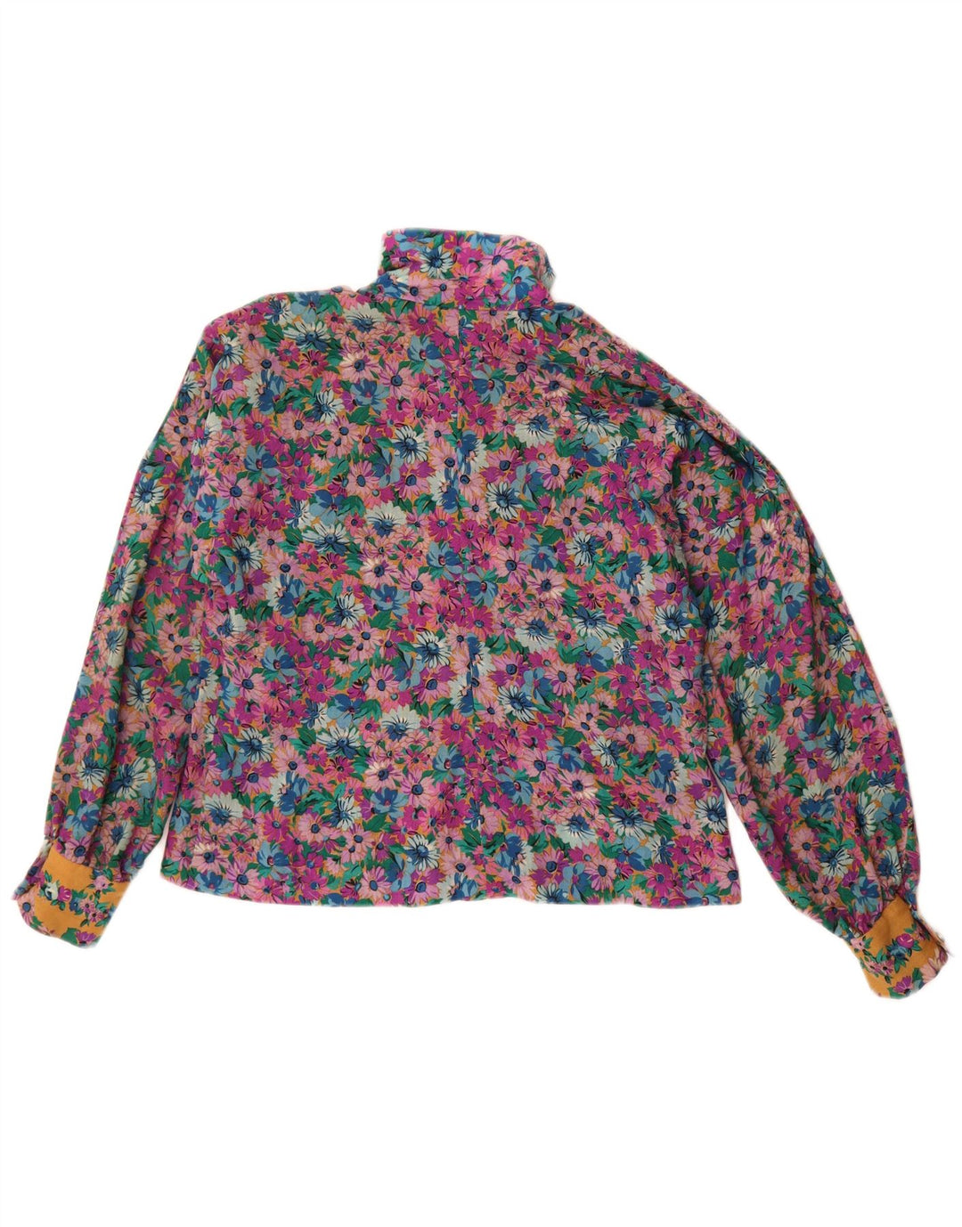 Vintage Damen Crop Shirt Bluse UK 14 Medium Mehrfarbig geblümt