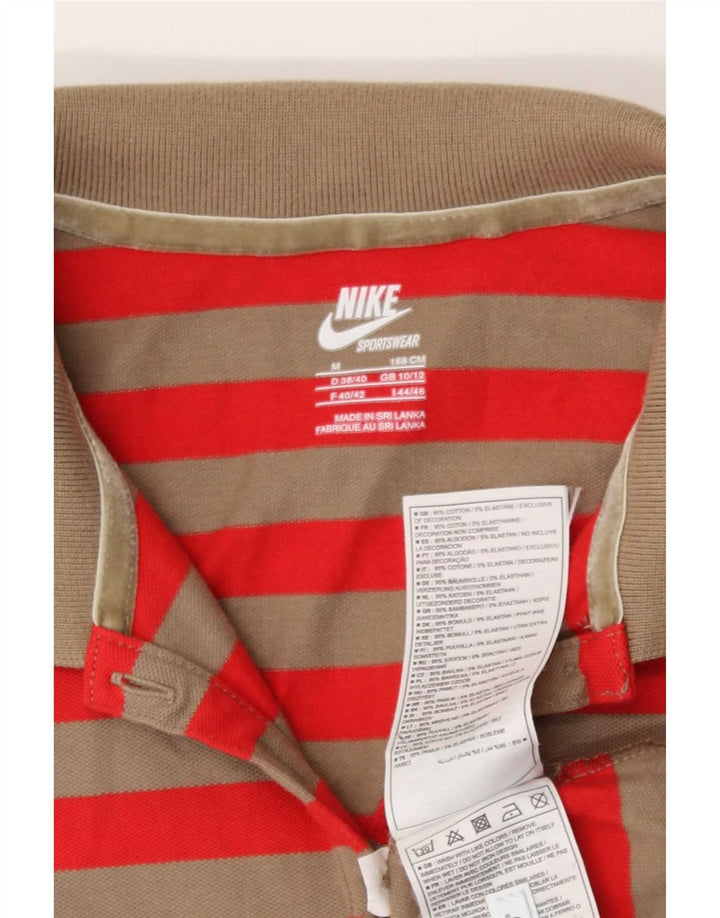 Nike Damen-Poloshirt UK 10/12 Mittelrot gestreift