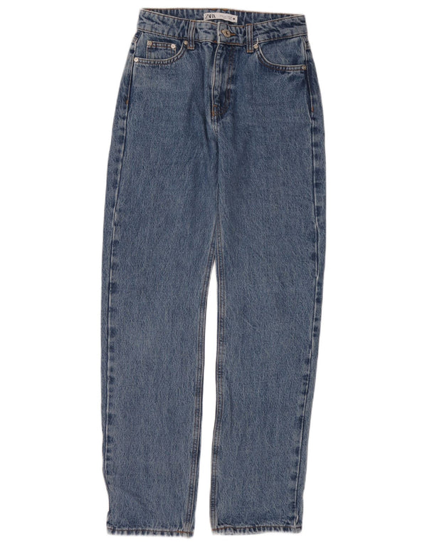 Zara Damen Straight Jeans EU 34 2XS W24 L30 Blau