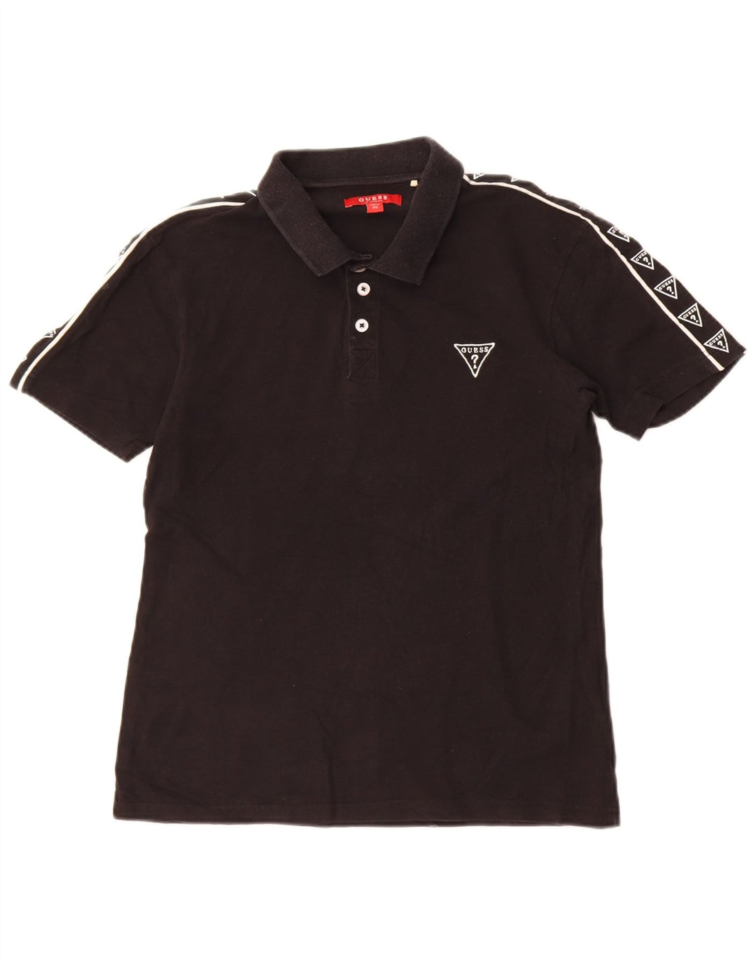 Guess Herren-Poloshirt mit Grafik, XS, schwarze Baumwolle
