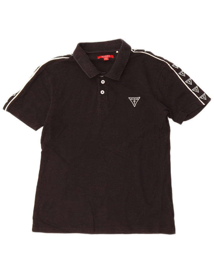 Guess Herren-Poloshirt mit Grafik, XS, schwarze Baumwolle