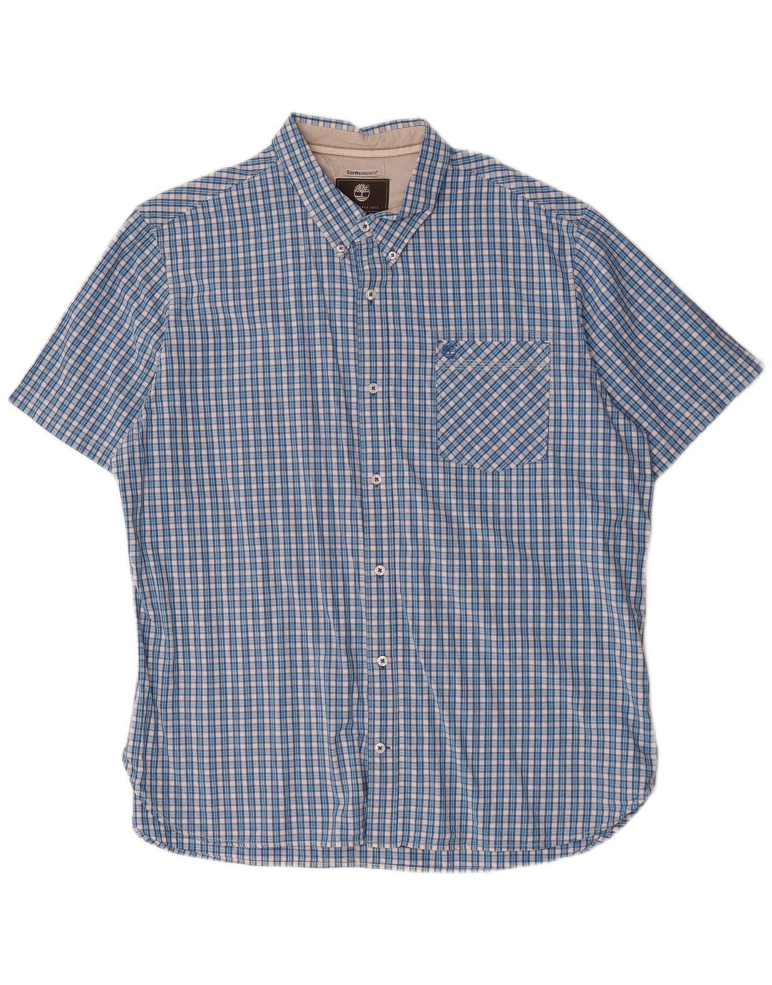 Timberland Herren Earthkeepers Kurzarm-Hemd mit normaler Passform, 2XL, blau kariert