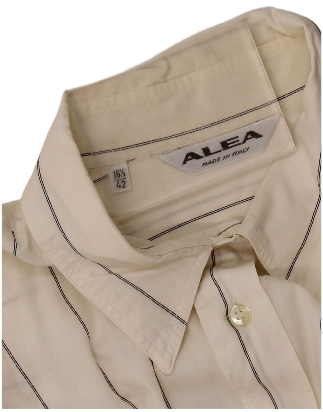 ALEA Herren-Kurzarmhemd, Größe 42 16 1/2, groß, weißer Nadelstreifen