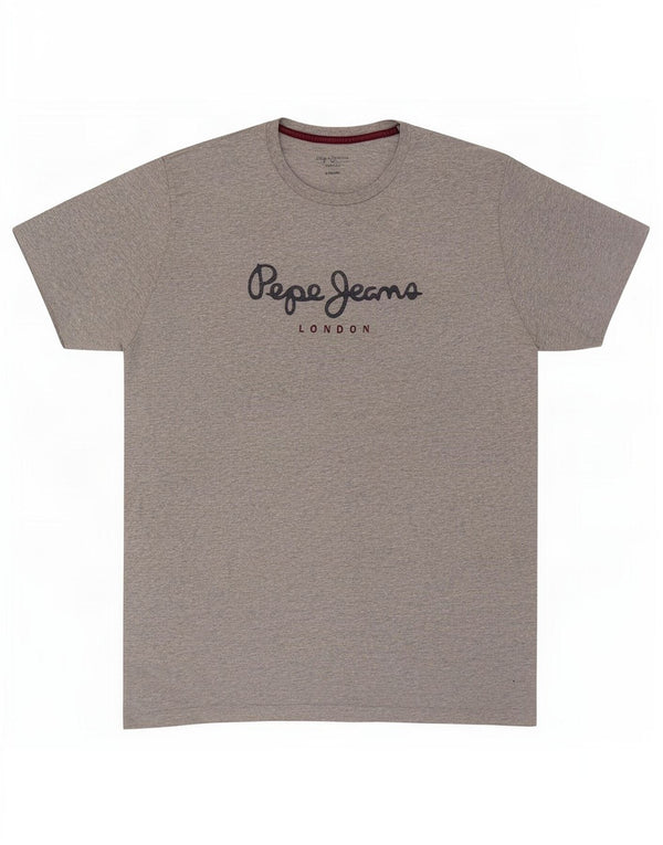 PEPE Jeans Herren-T-Shirt mit normaler Grafik, mittelgrau gesprenkelte Baumwolle