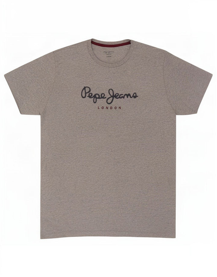 PEPE Jeans Herren-T-Shirt mit normaler Grafik, mittelgrau gesprenkelte Baumwolle