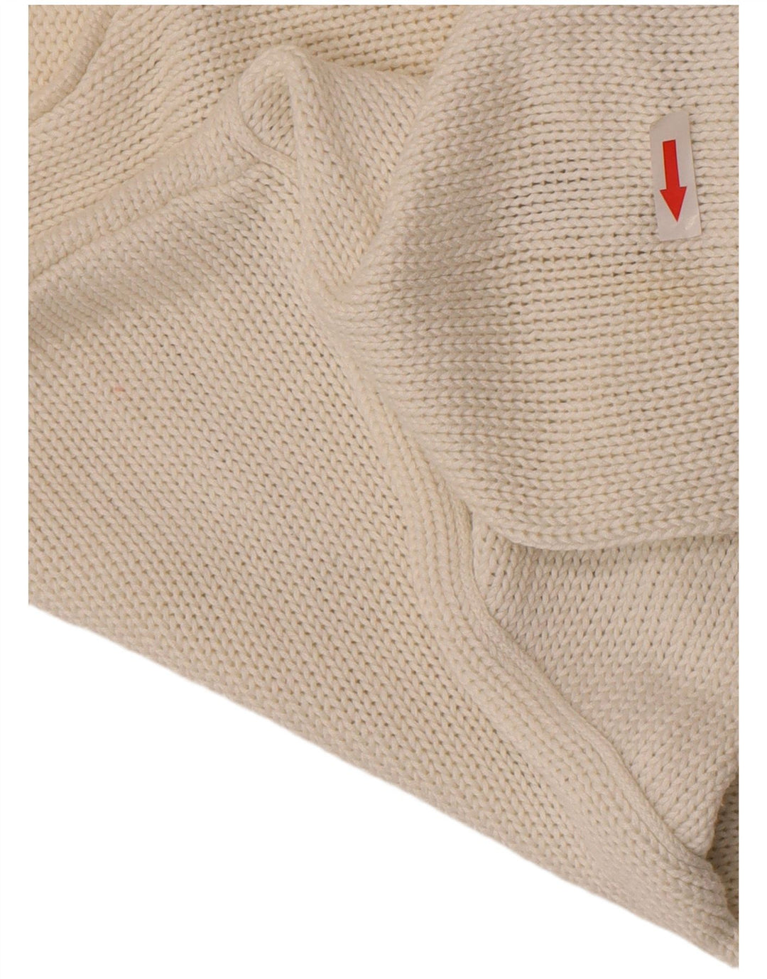 Vintage Damen Pullover mit grafischem V-Ausschnitt, Gr. 14, Mittelweiß