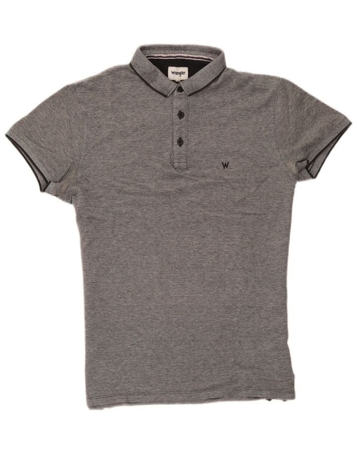 Wrangler Herren-Poloshirt aus mittelgrauer, gestreifter Baumwolle
