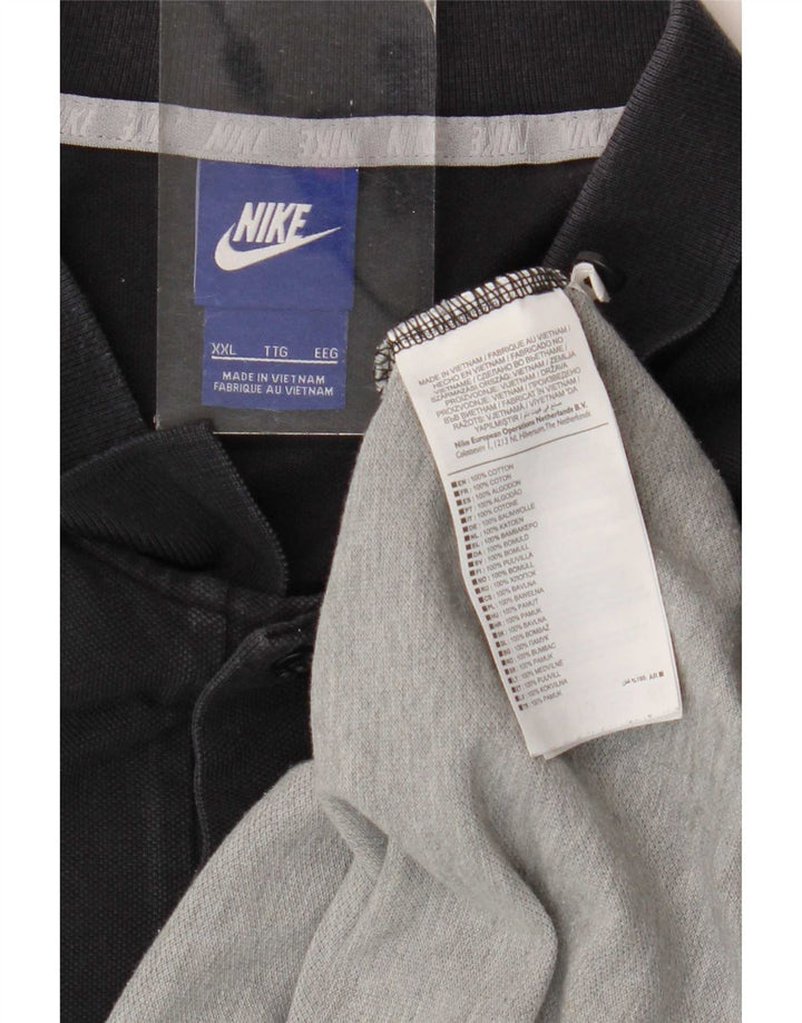 Nike Herren-Poloshirt 2XL, schwarze Colourblock-Baumwolle