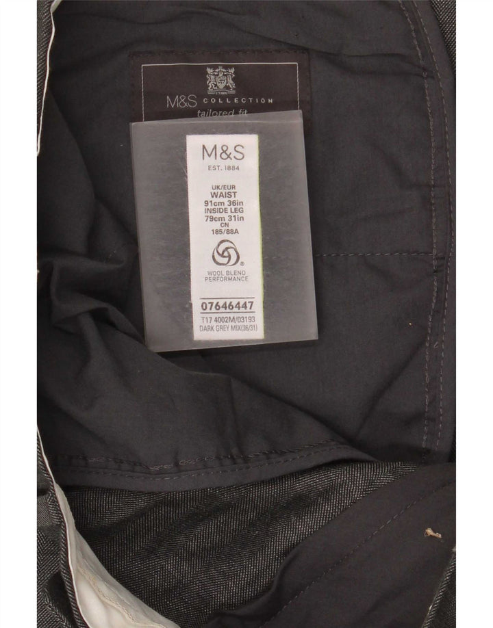 Marks & Spencer Herren-Anzughose mit maßgeschneiderter Passform, gerade, W36 L31, grau kariert