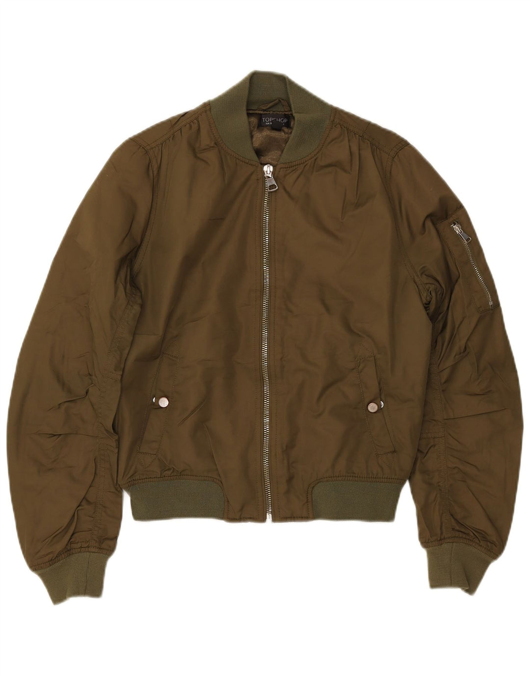 TOPSHOP Damen Übergroße Bomberjacke UK 10 Small Khaki Polyester