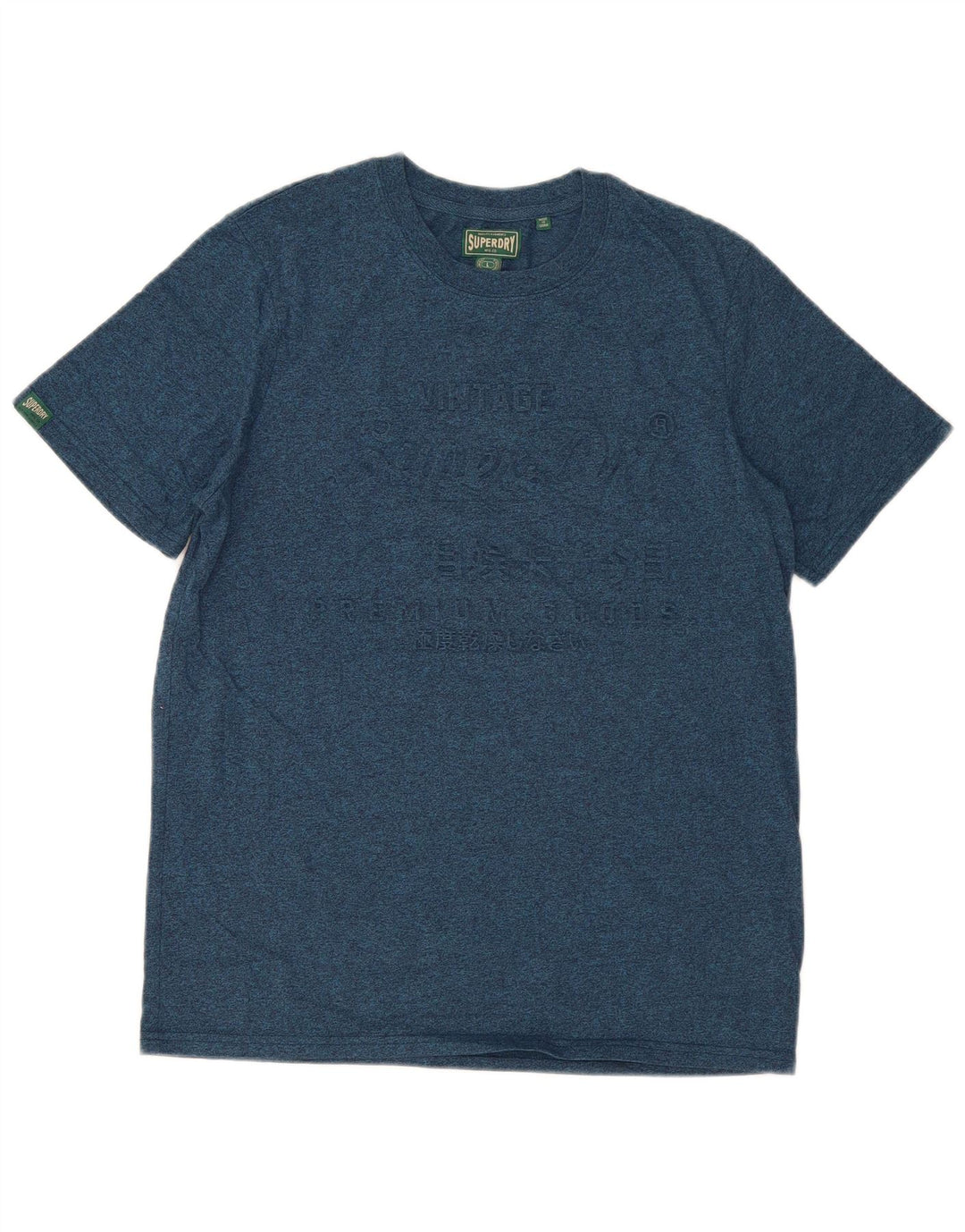 Superdry Herren Grafik-T-Shirt-Oberteil, groß, blau meliert