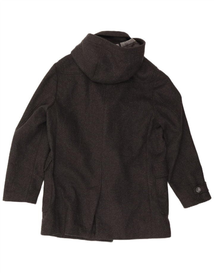 Vintage Herren-Duffle-Jacke mit Kapuze, IT 50, große graue Schurwolle