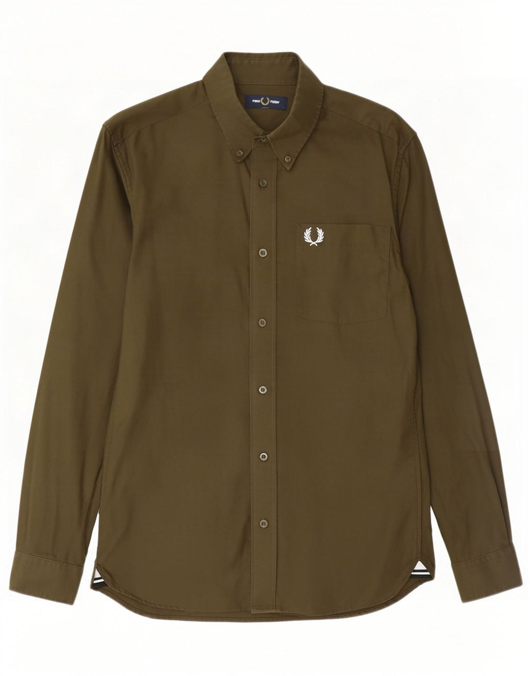 Fred Perry Herrenhemd Small Khaki Baumwolle