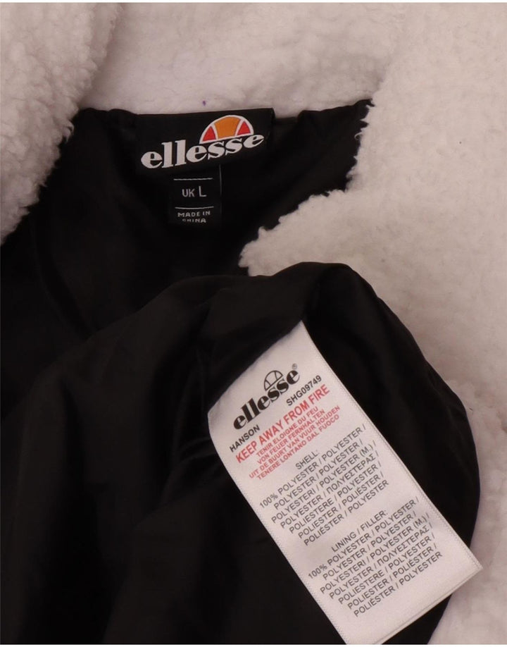 Ellesse Damen Fleece-gepolsterte Jacke UK 14 Large Weiß Polyester Sport
