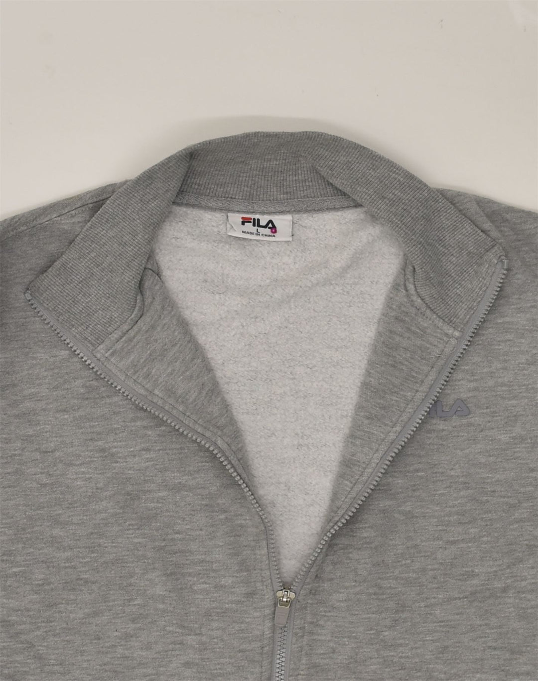 FILA Womens Tracksuit Top Jacket UK 14 Large Grey Cotton | Vintage Fila | Thrift | Second-Hand Fila | Used Clothing | Messina Hembry 