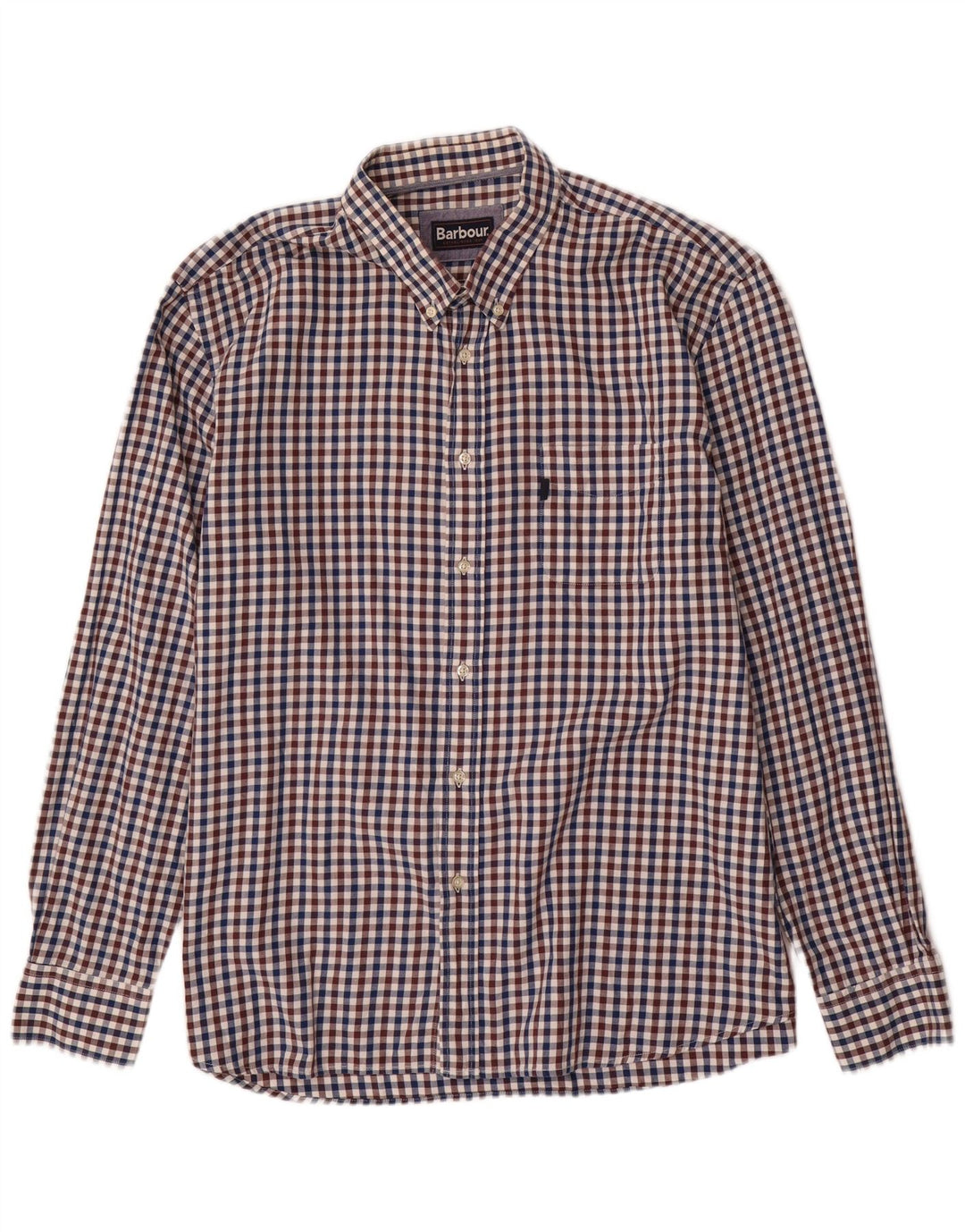 Barbour Herrenhemd 2XL, blaue Gingham-Baumwolle