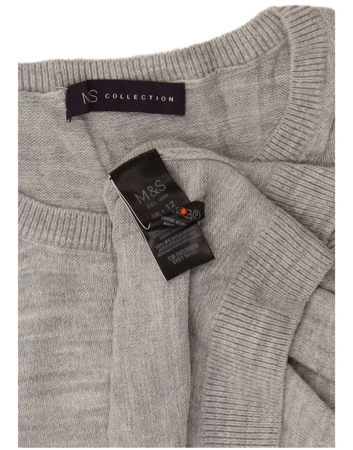 MARKS & SPENCER Damen Crop Pullover mit Rundhalsausschnitt, UK 12, Mittelgrau