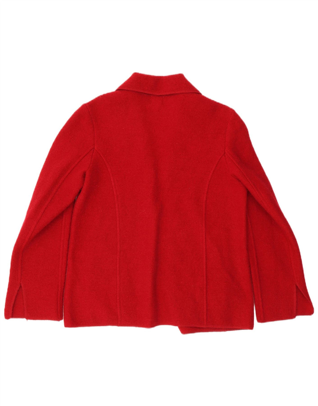 VINTAGE Damen 1-Knopf-Blazerjacke UK 14 Mittelrote geblümte Wolle