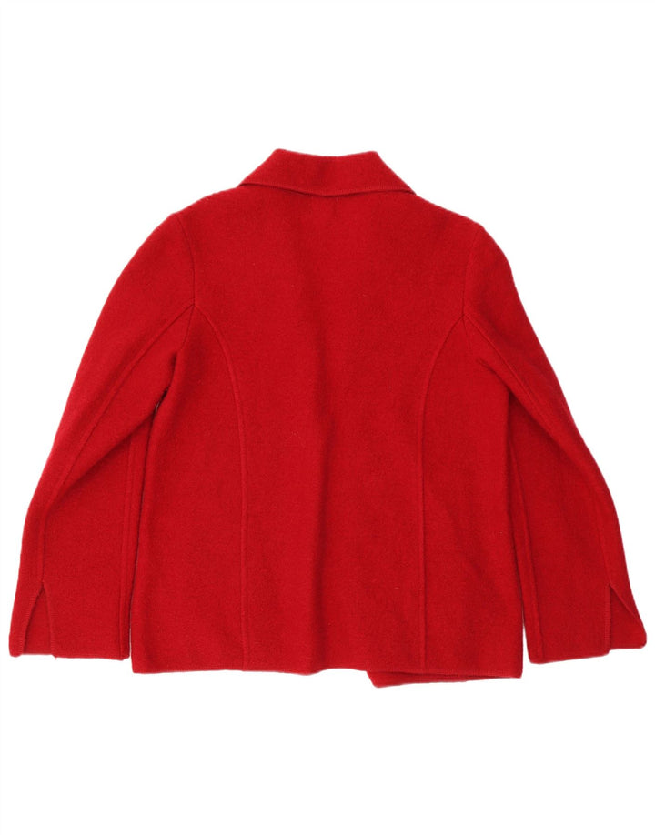 VINTAGE Damen 1-Knopf-Blazerjacke UK 14 Mittelrote geblümte Wolle
