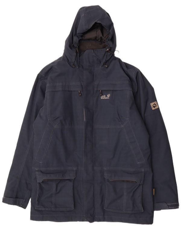 Jack Wolfskin Herren-Windbreaker-Mantel mit Kapuze, UK 48 2XL, Marineblau, Polyester