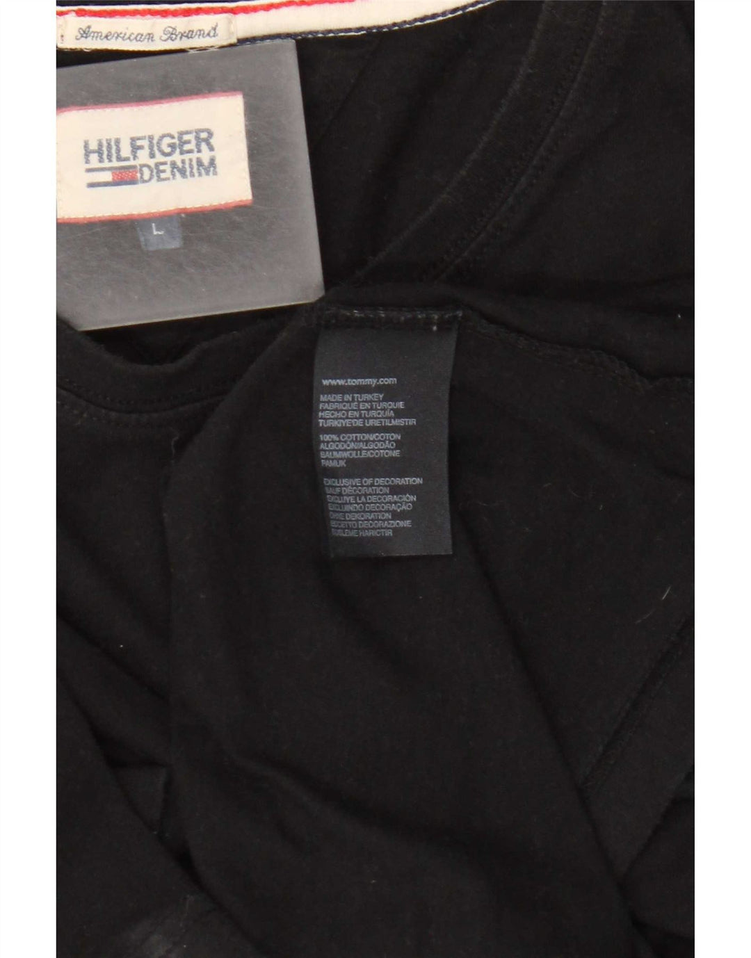 Tommy Hilfiger Herren T-Shirt Top Large Schwarz Baumwolle