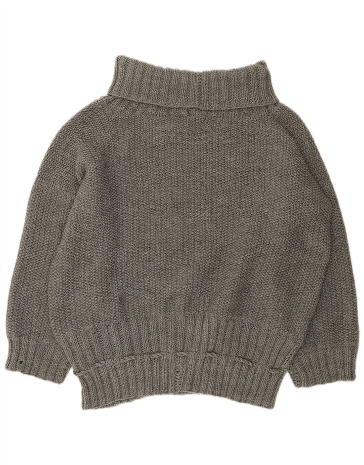 VINTAGE Damen Übergroßer Rollkragenpullover Pullover UK 22 3XL Grau