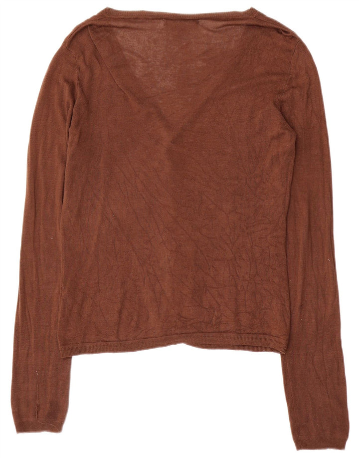 Zara Damen-Cardigan-Pullover UK 16 Large Braun Rayon