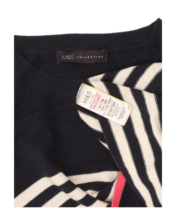 MARKS & SPENCER Womens Crew Neck Jumper Sweater UK 16 Large Navy Blue